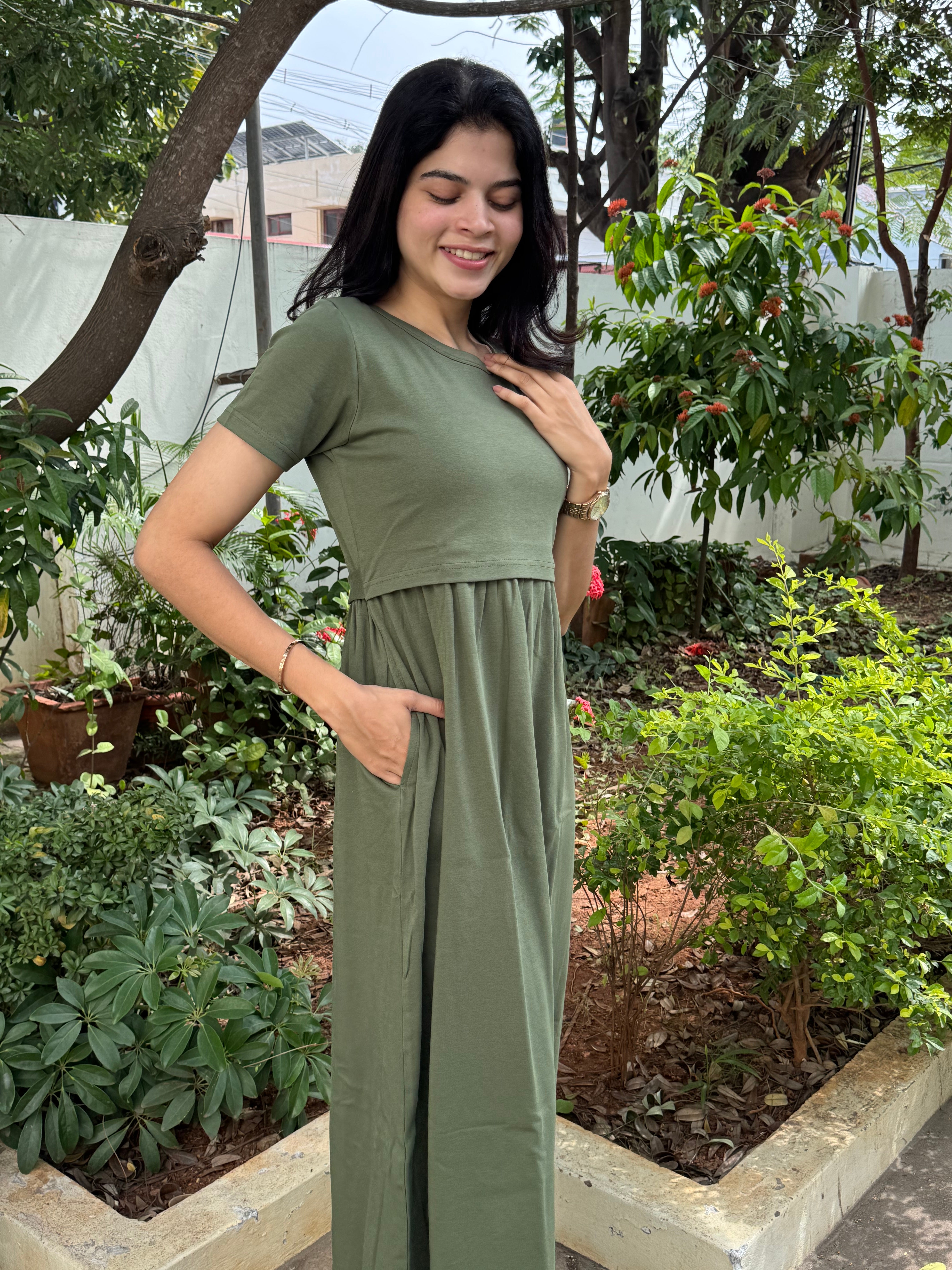 Olive green maternity