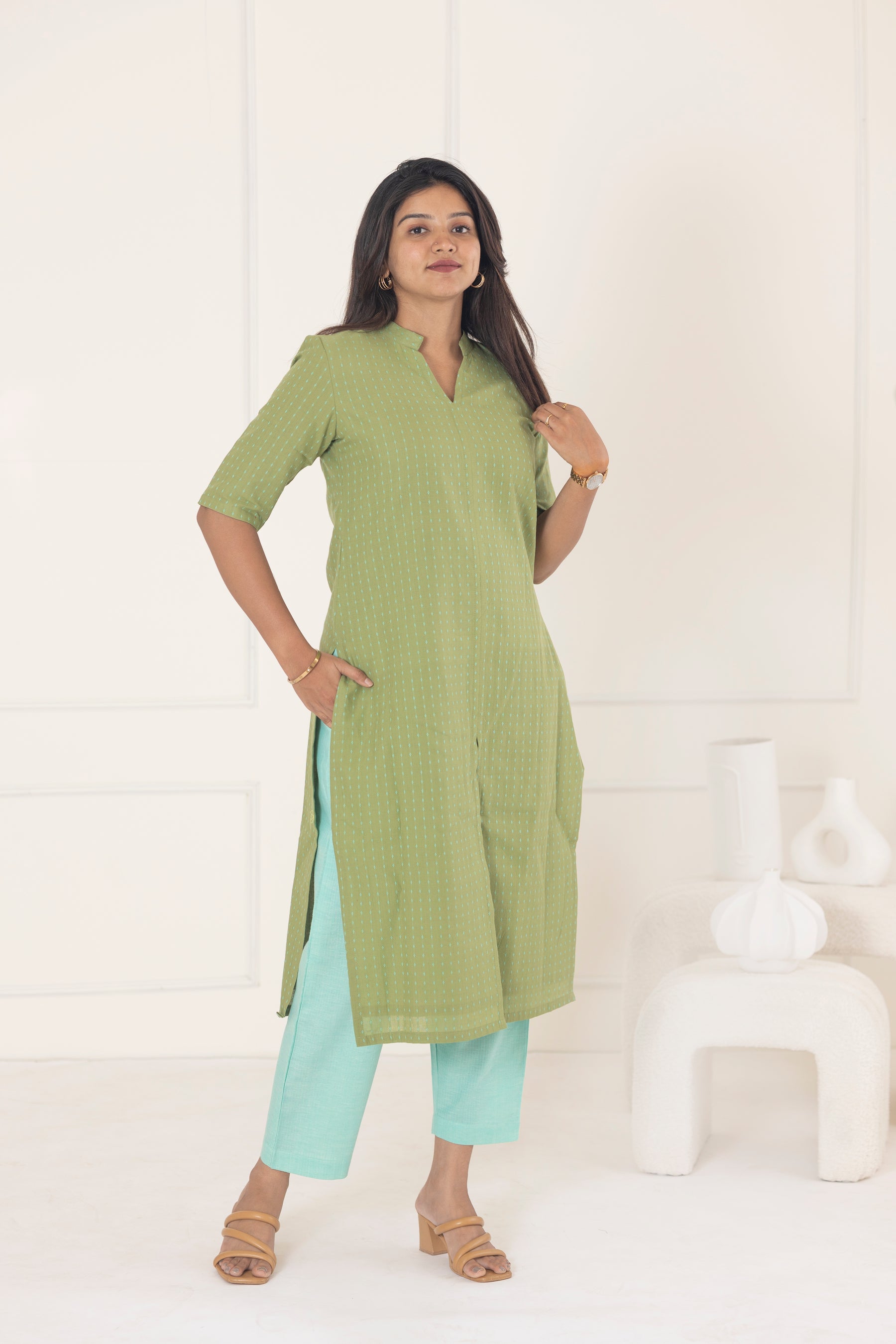 Green & turquoise suit