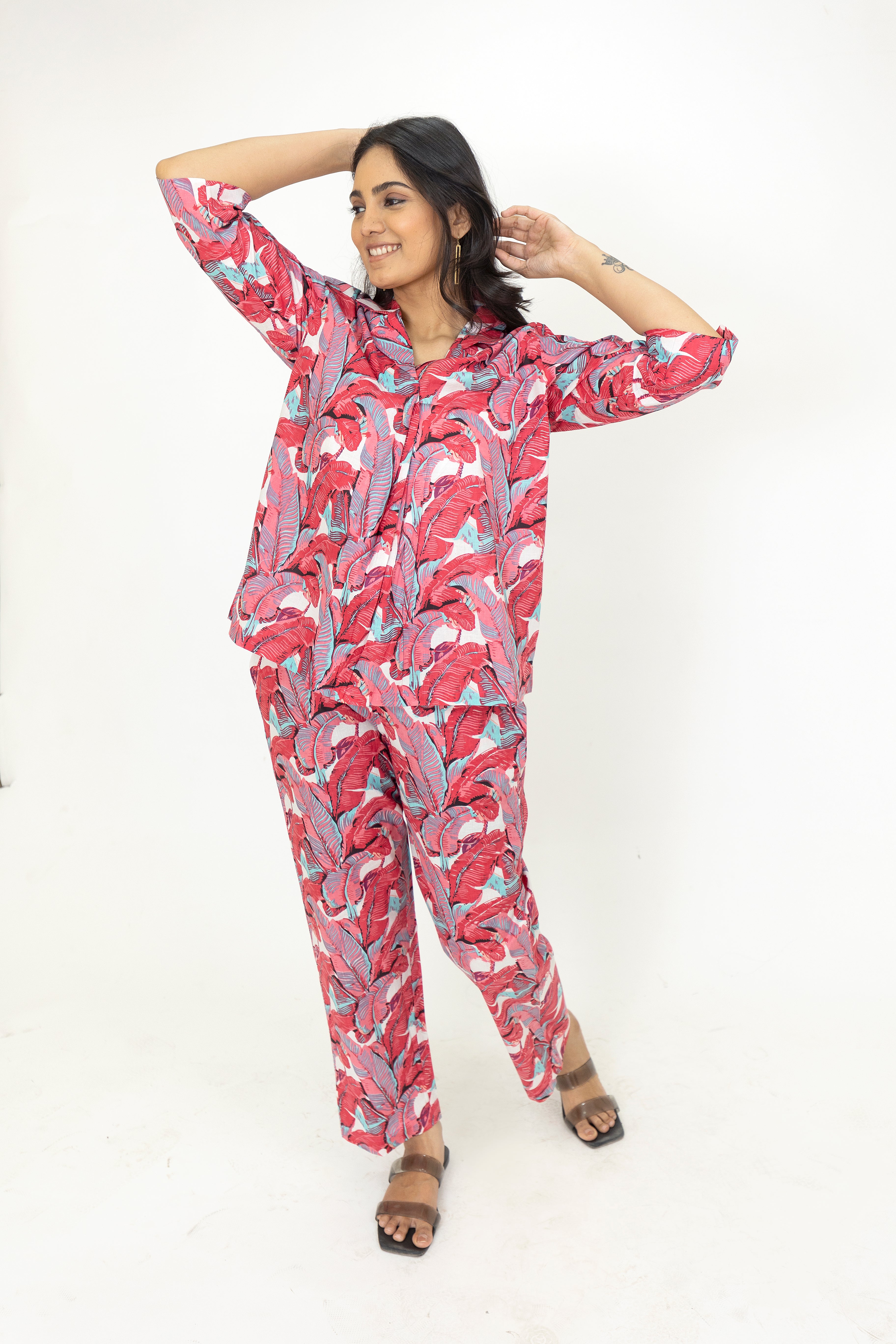 Pink Leaf Co-ord Set