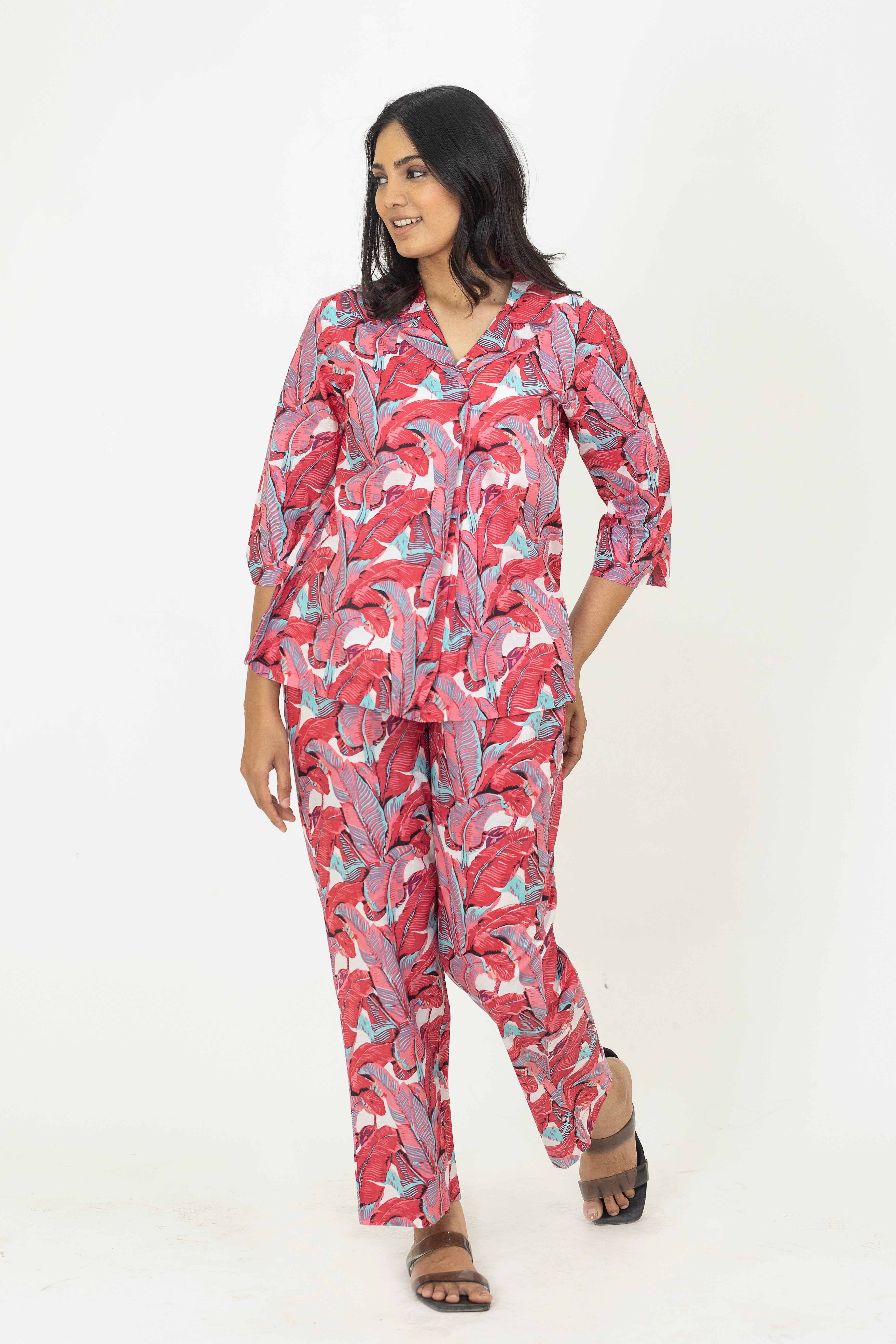 Pink Leaf Co-ord Set