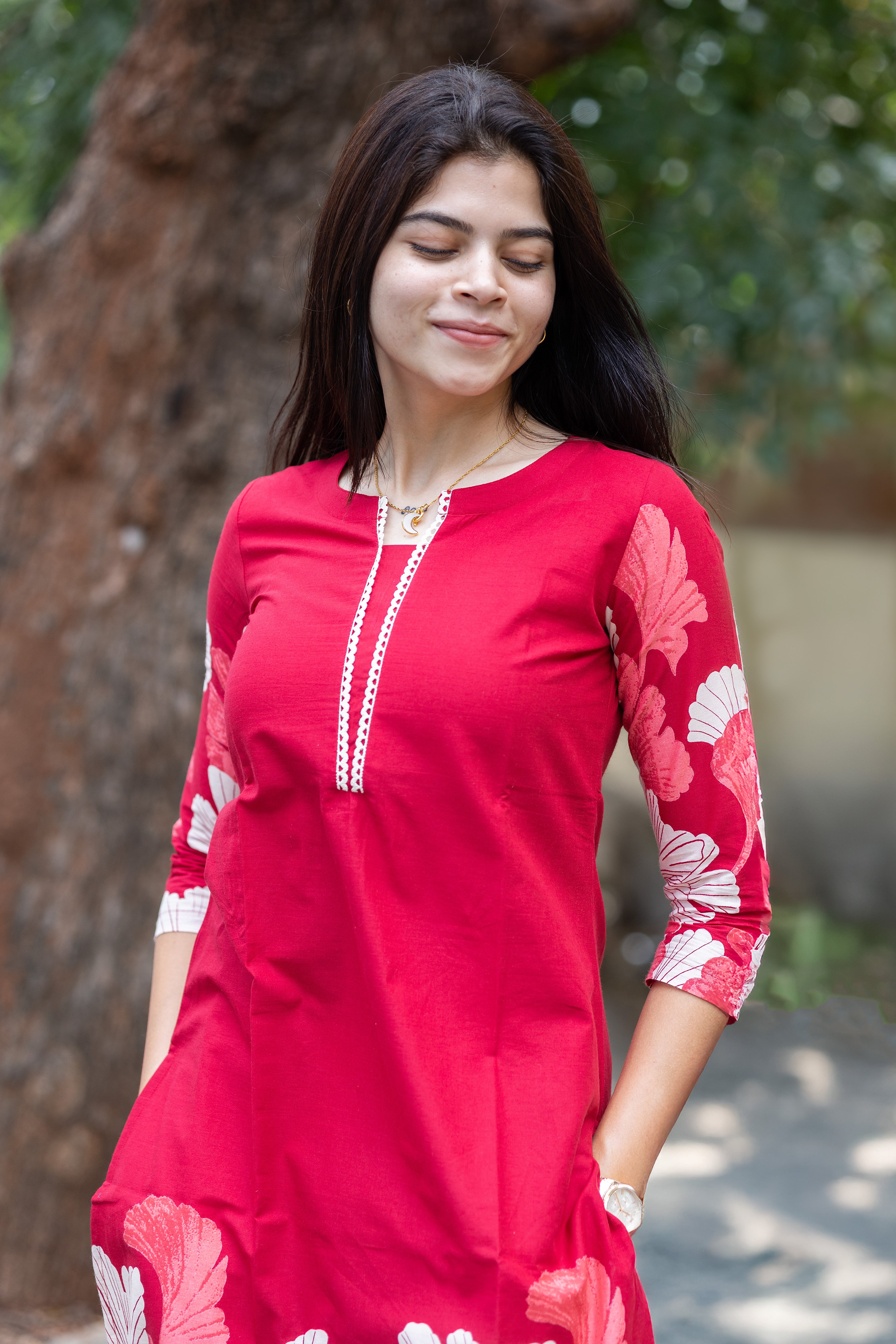 Red garden kurti