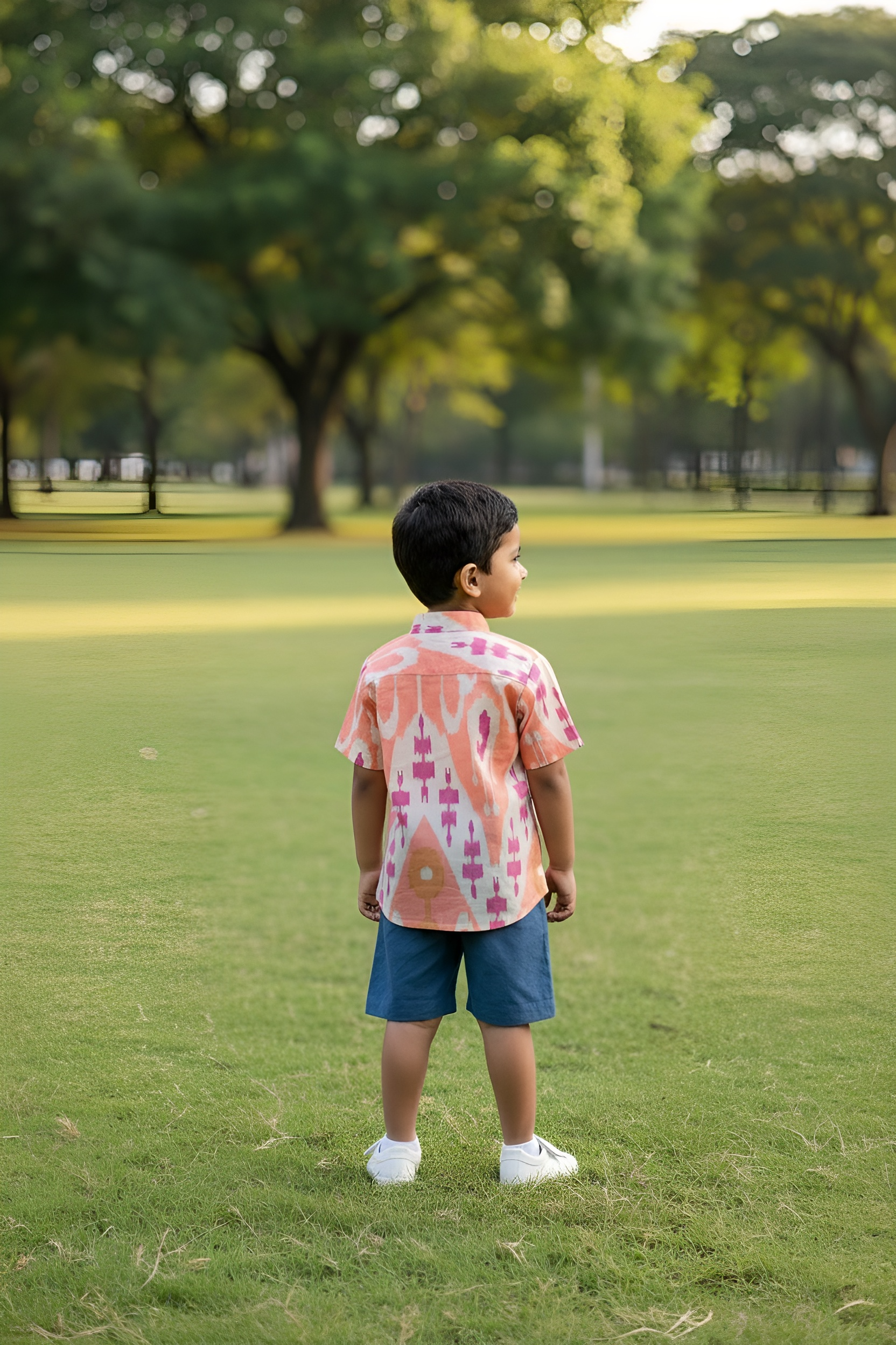 Peach ikat print set