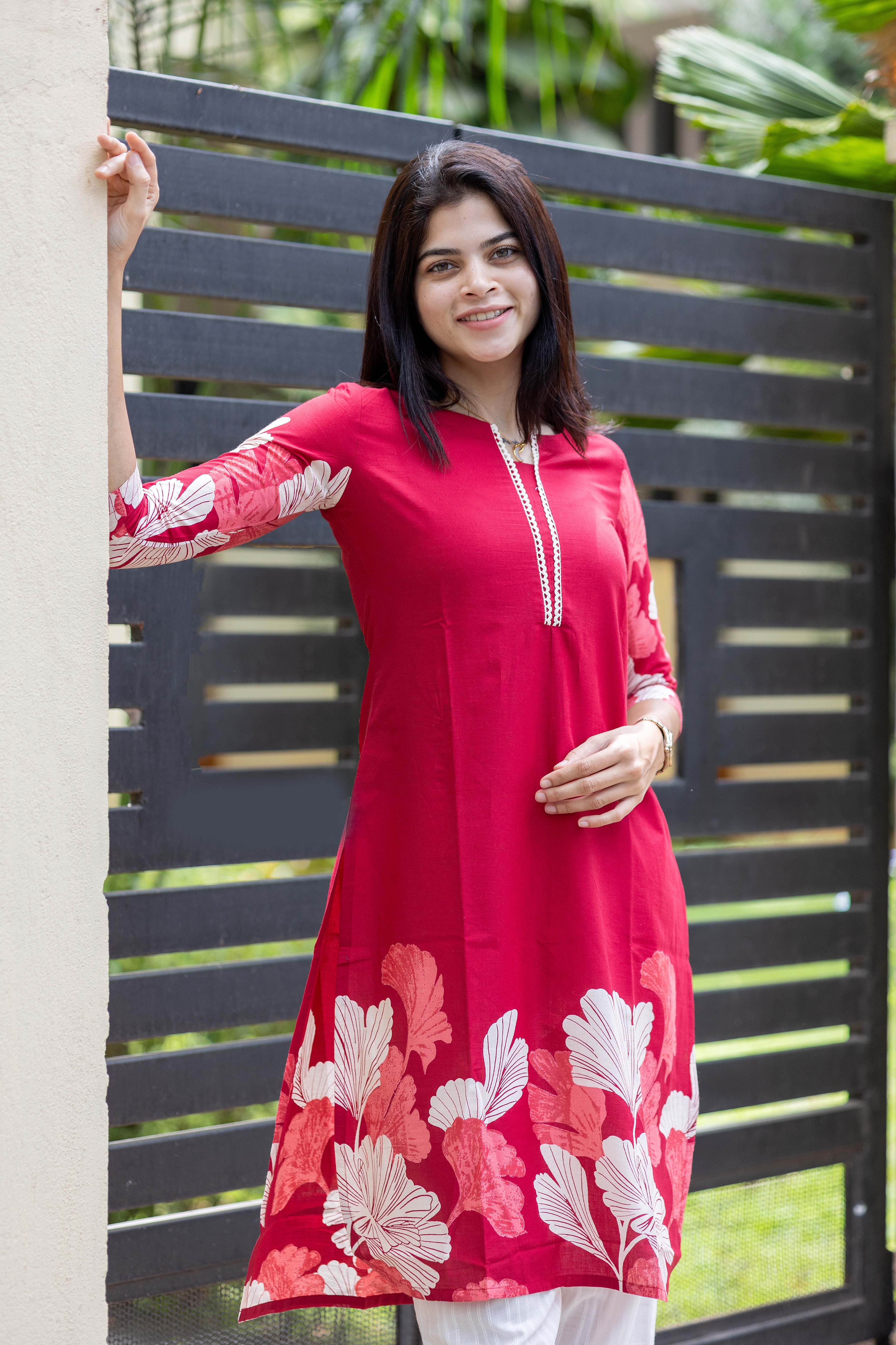 Red garden kurti