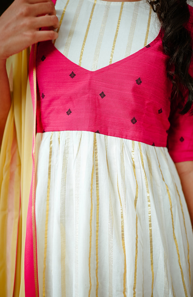 Golden Magenta Anarkali