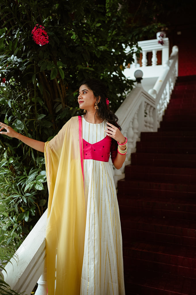 Golden Magenta Anarkali