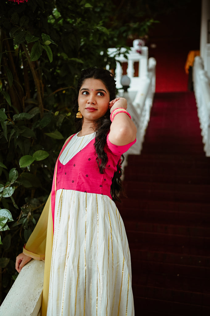 Golden Magenta Anarkali