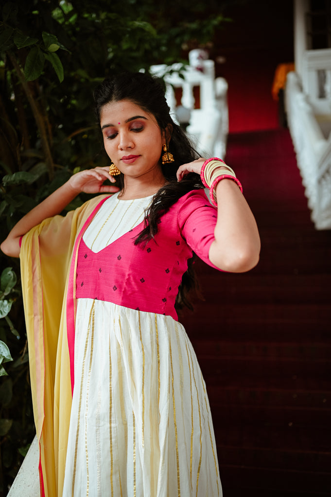 Golden Magenta Anarkali
