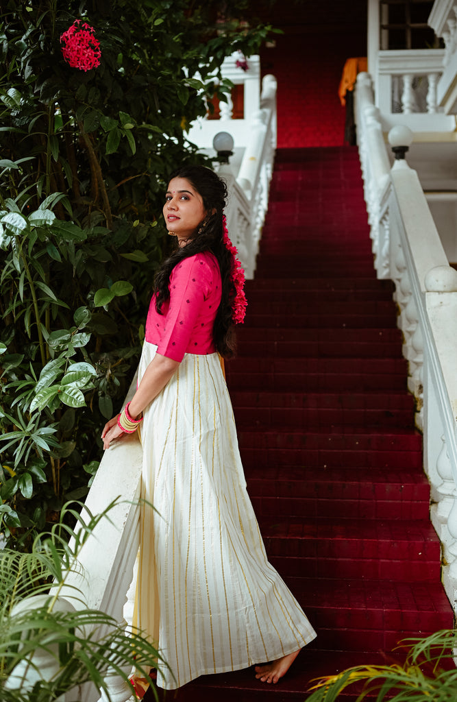 Golden Magenta Anarkali