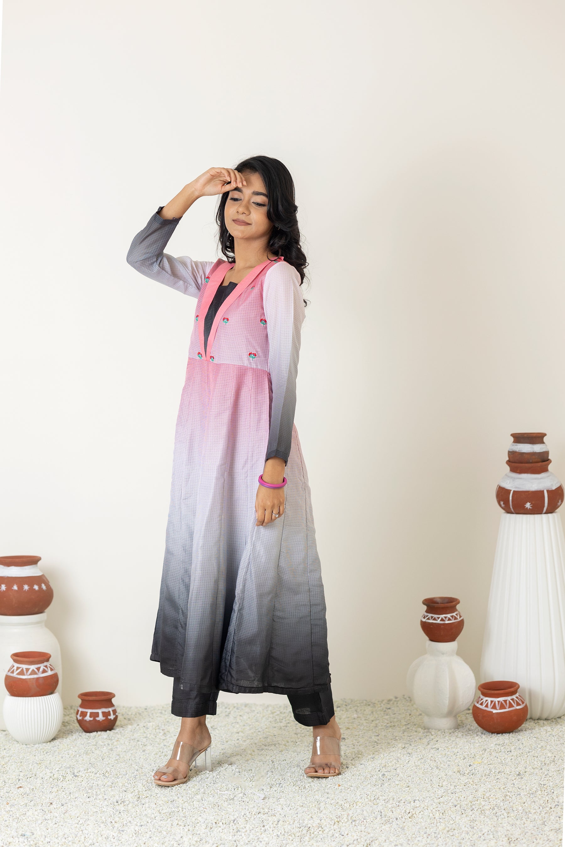 Pink ombré anarkali set