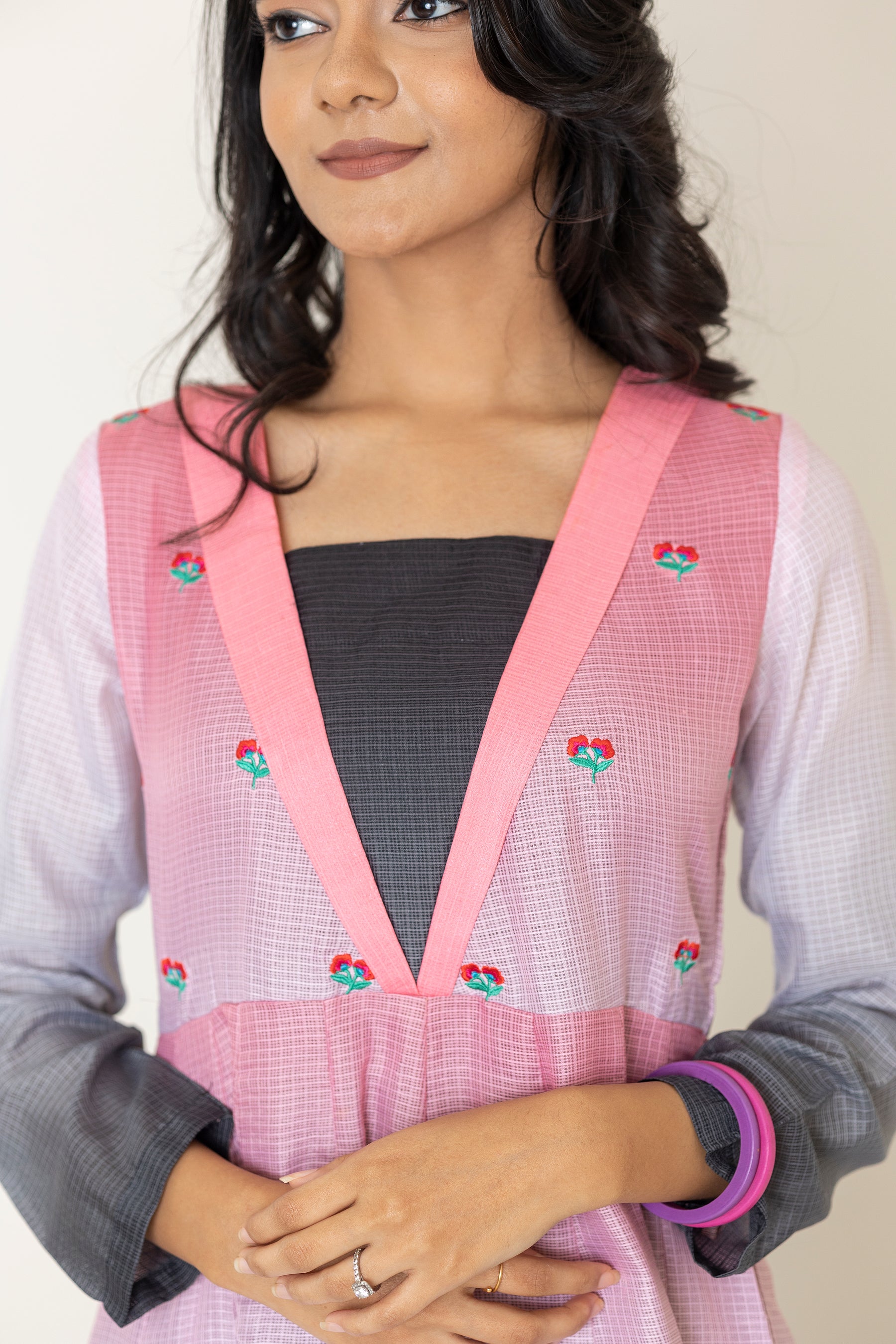 Pink ombré anarkali set