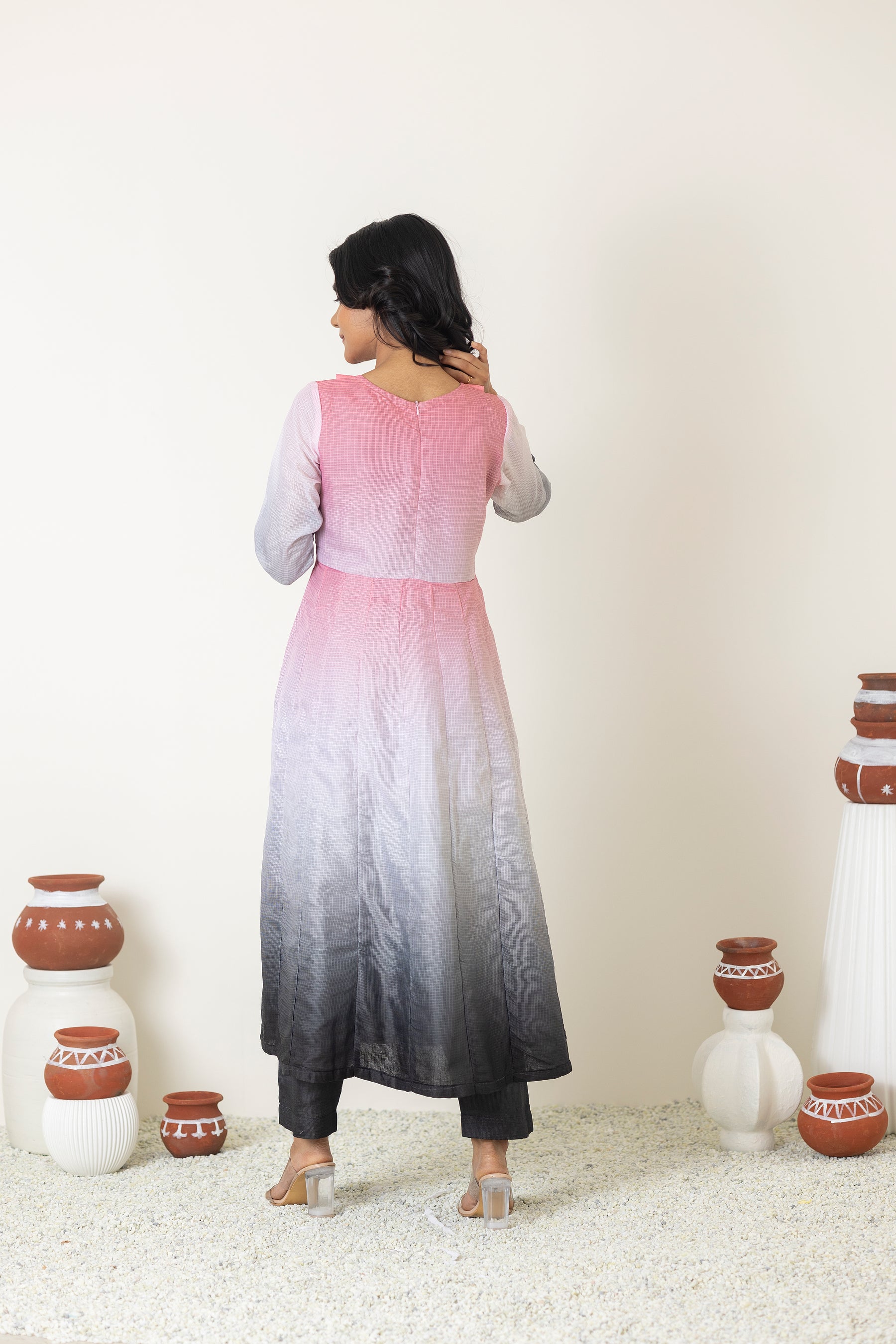 Pink ombré anarkali set