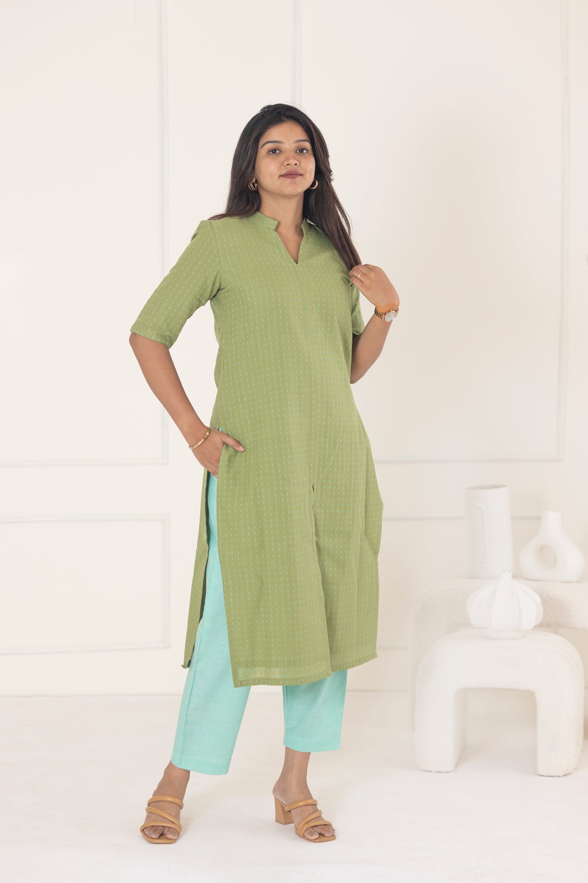 Green & turquoise suit