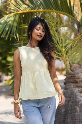 Yellow frill top