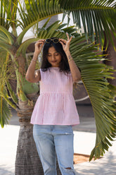 Pink frill top