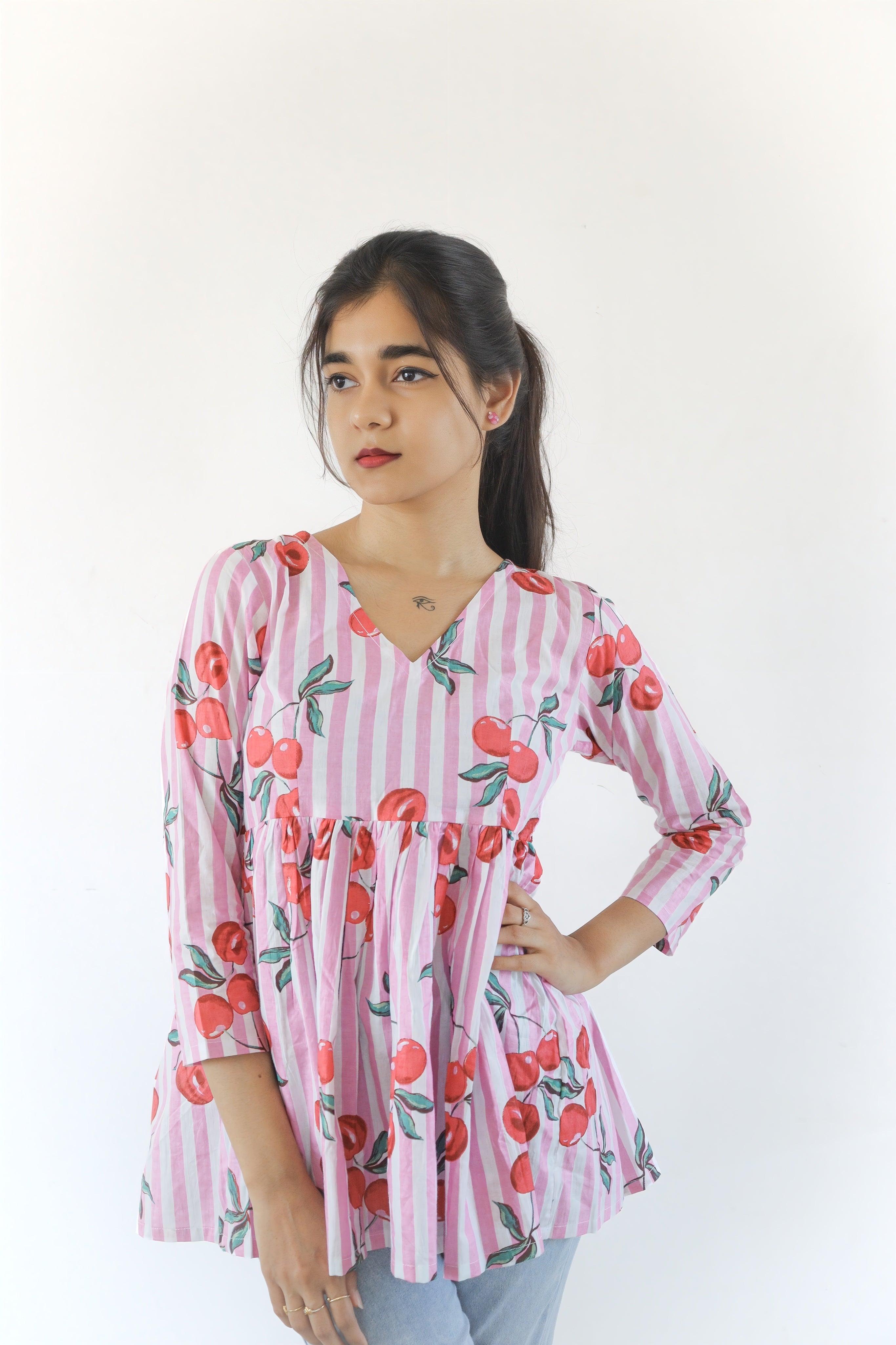Cherry peplum top