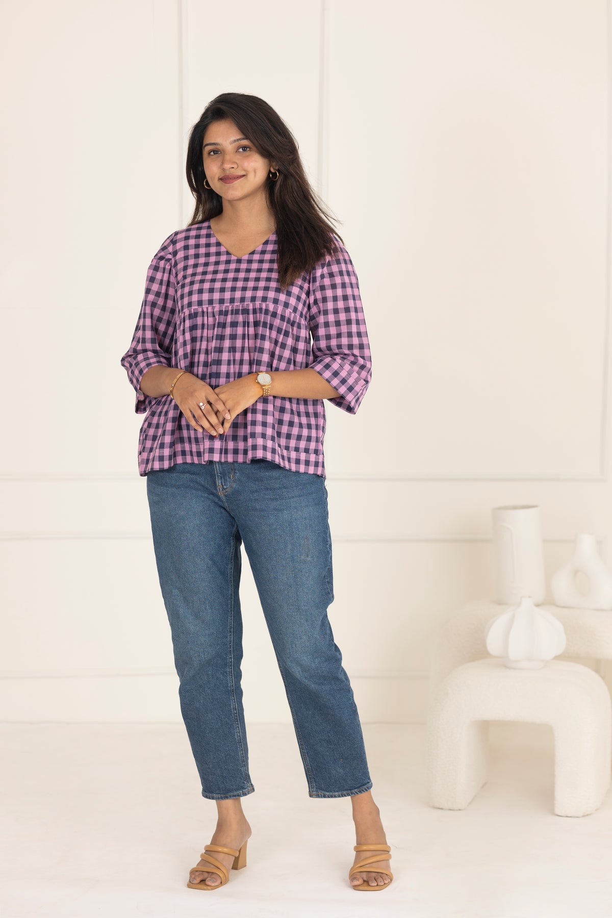 Purple checks top