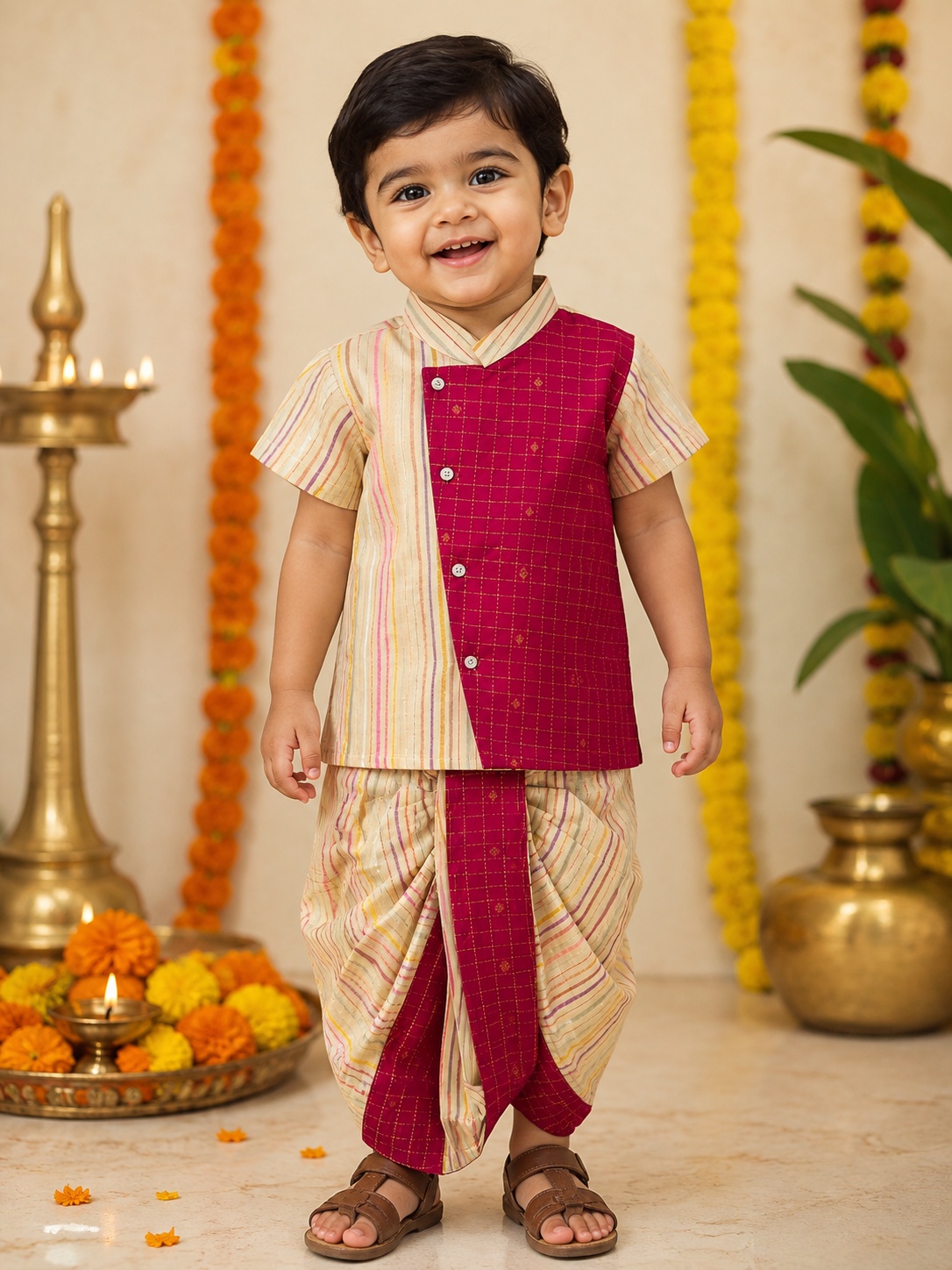 Pink dhoti set