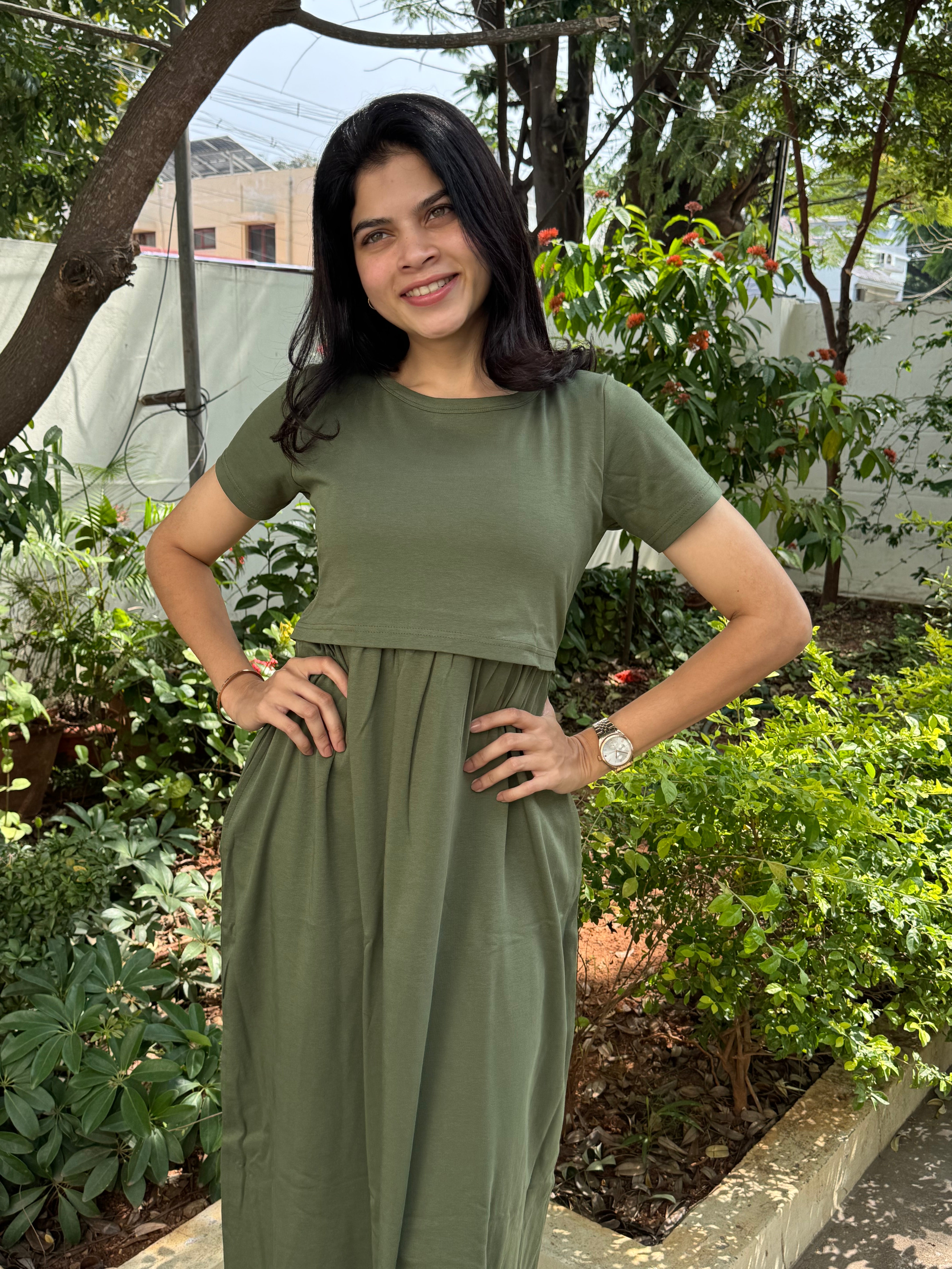 Olive green maternity