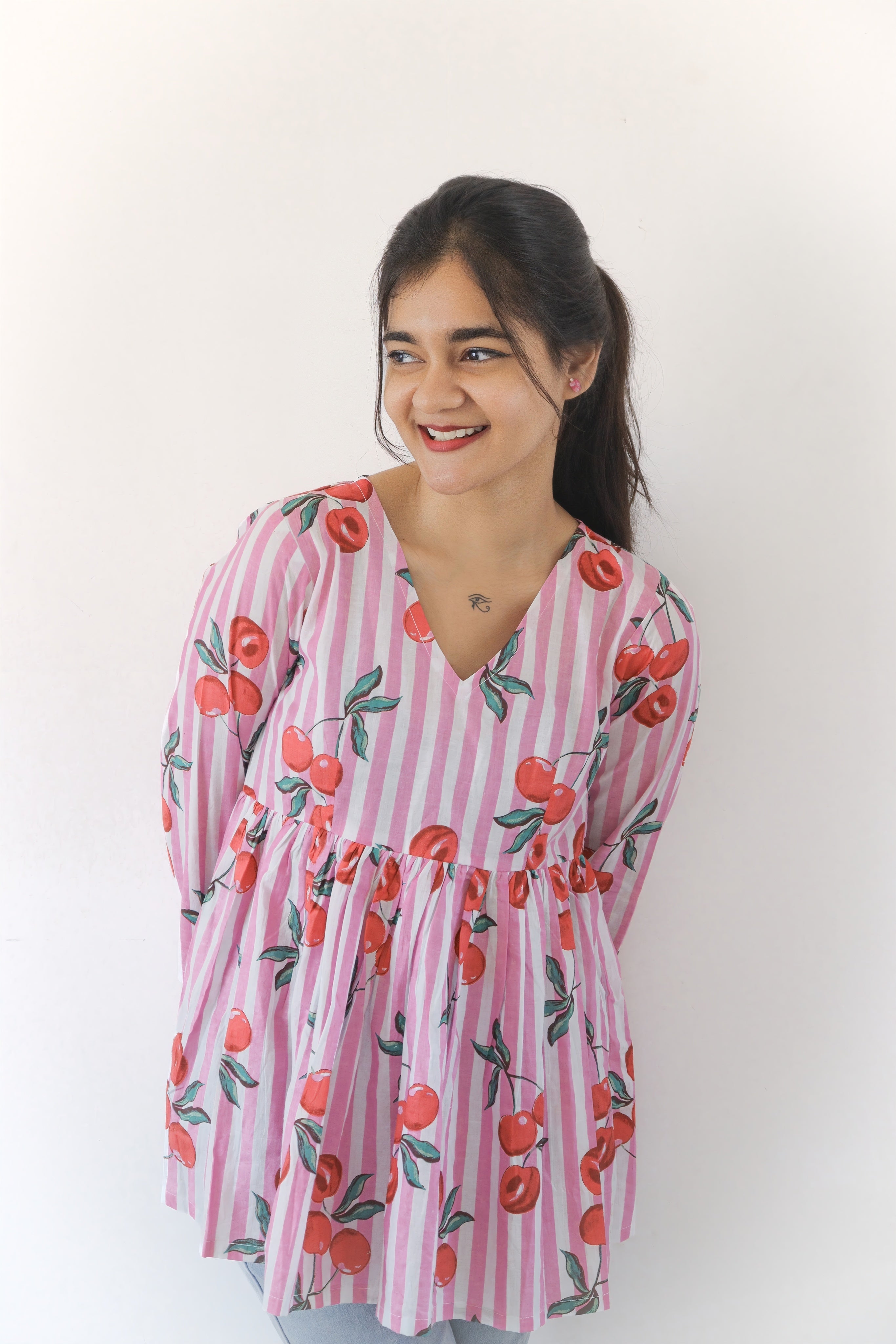 Cherry peplum top