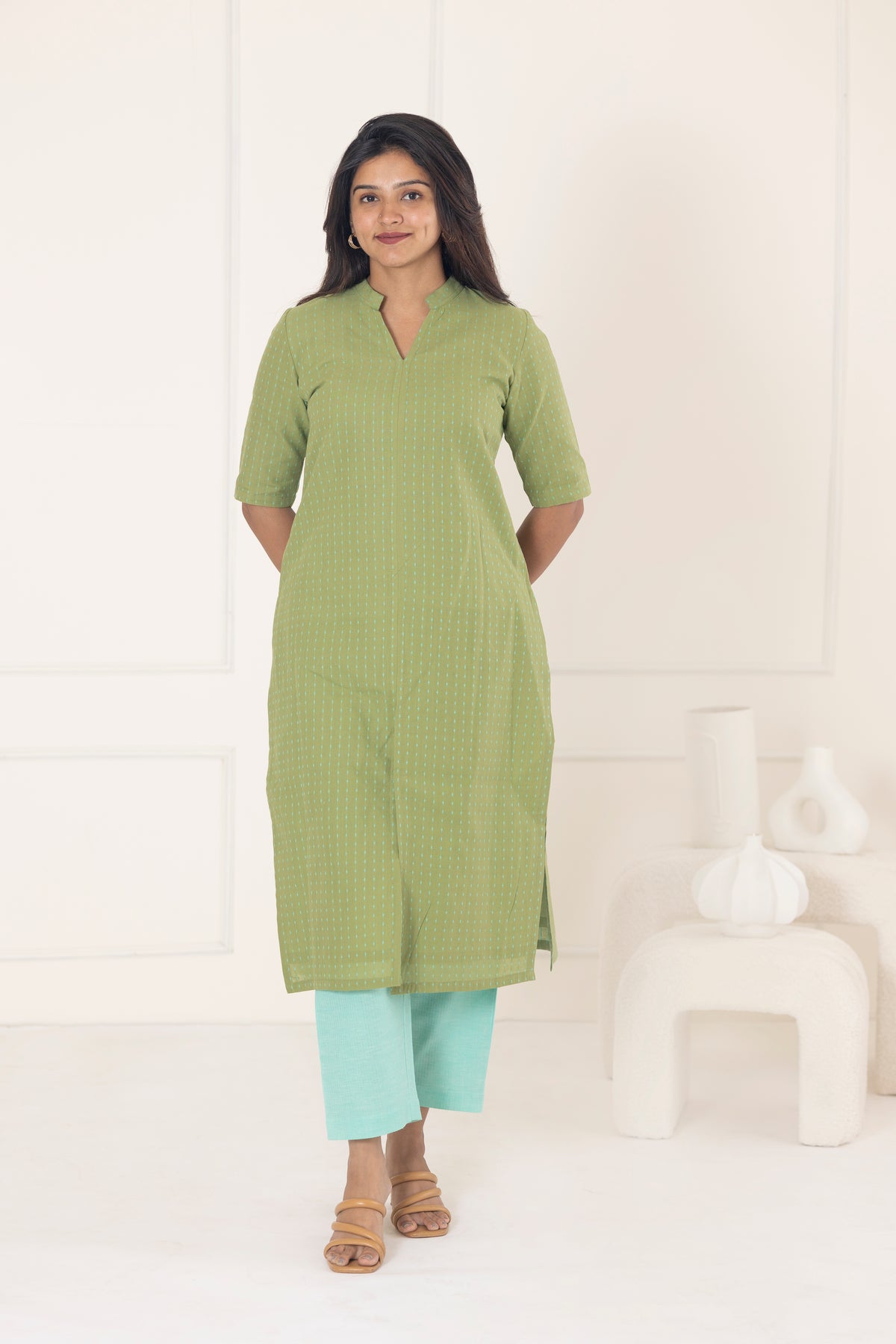 Green & turquoise suit