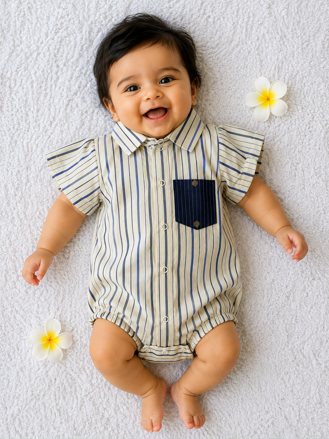 Blue shirt romper