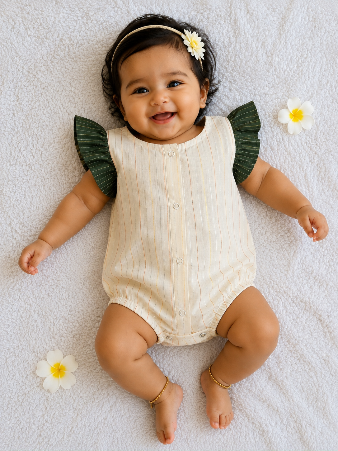 Green frill romper