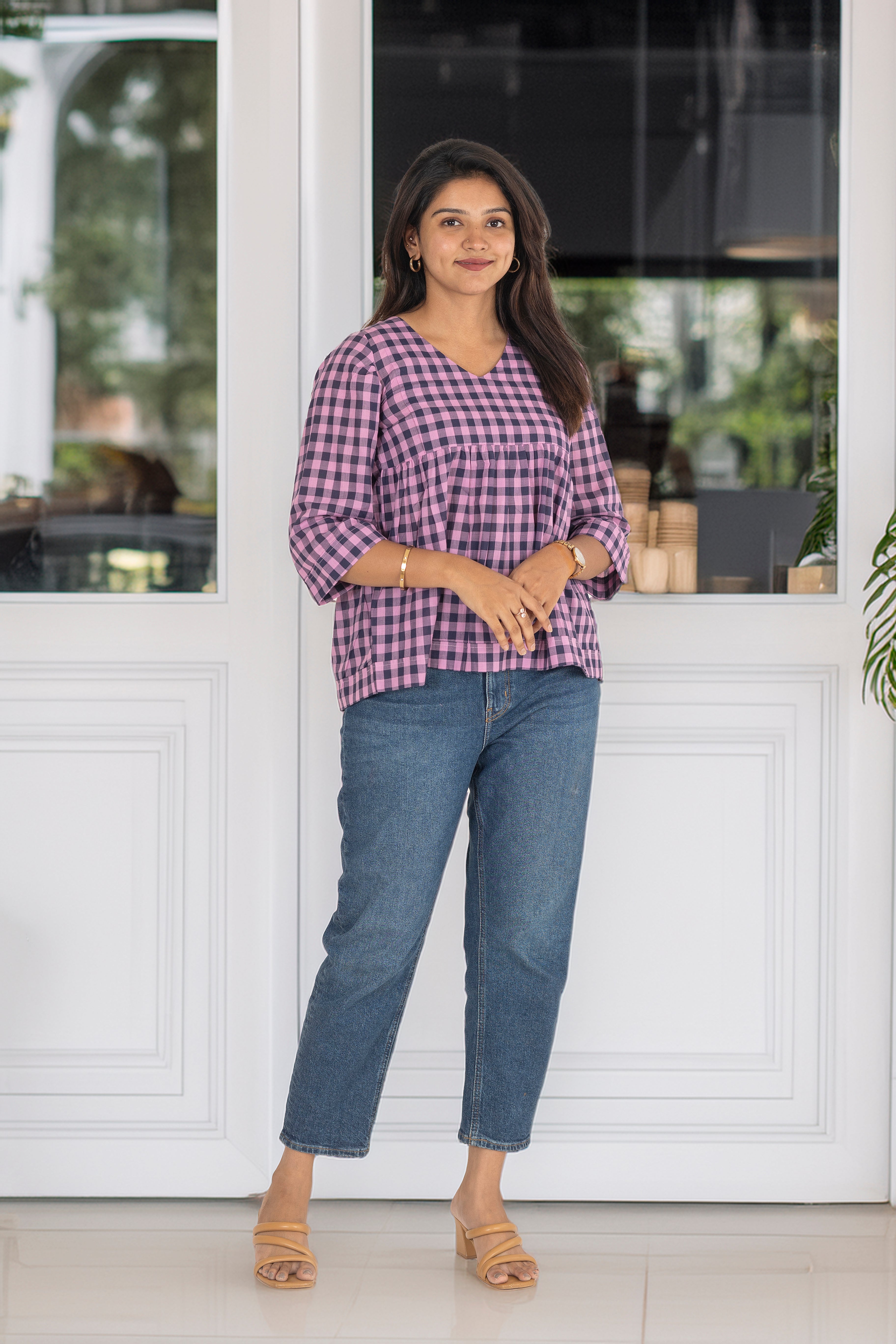 Purple checks top