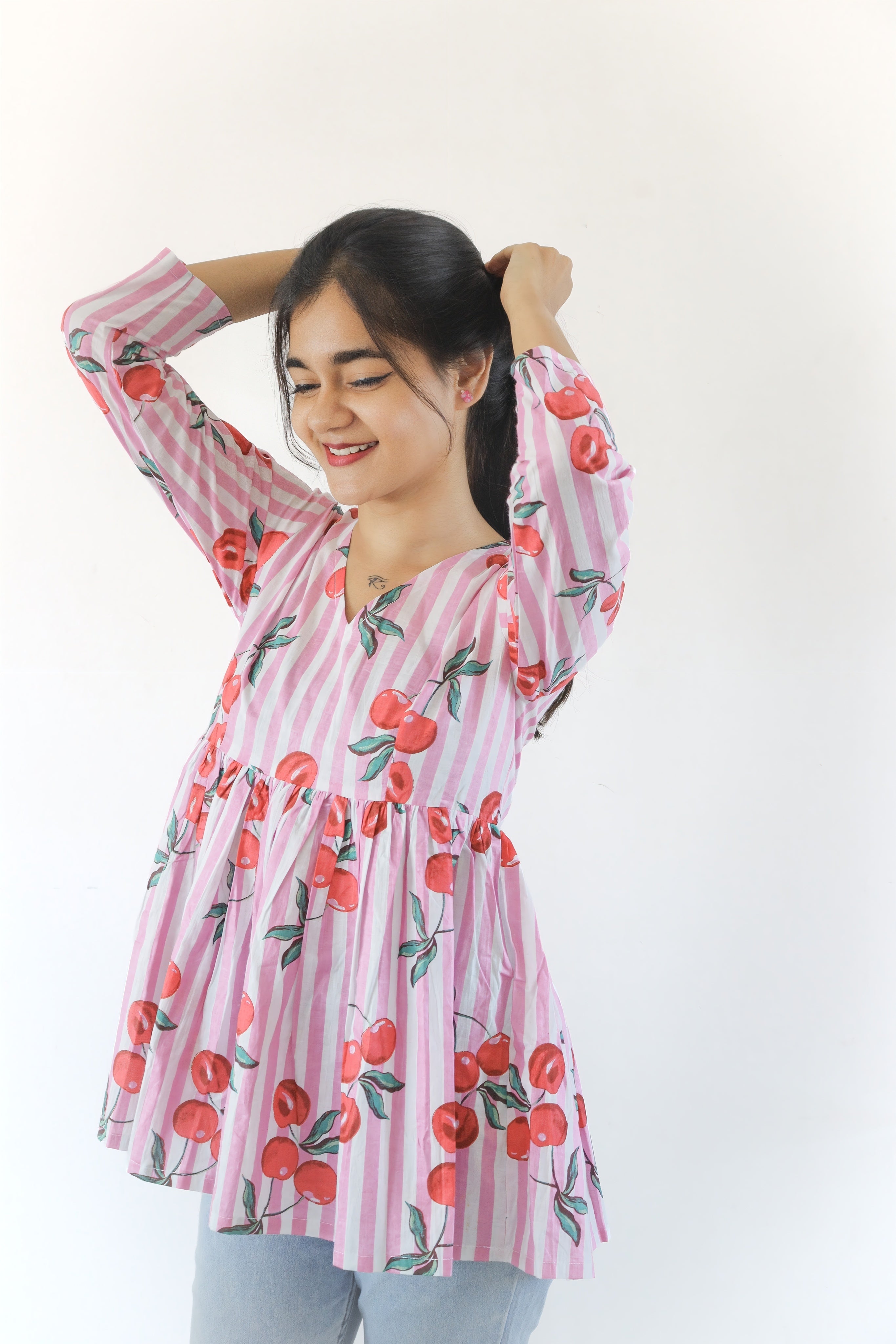 Cherry peplum top