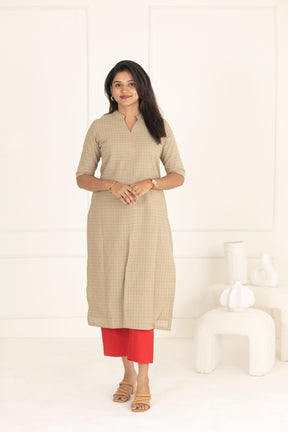 Beige & red suit