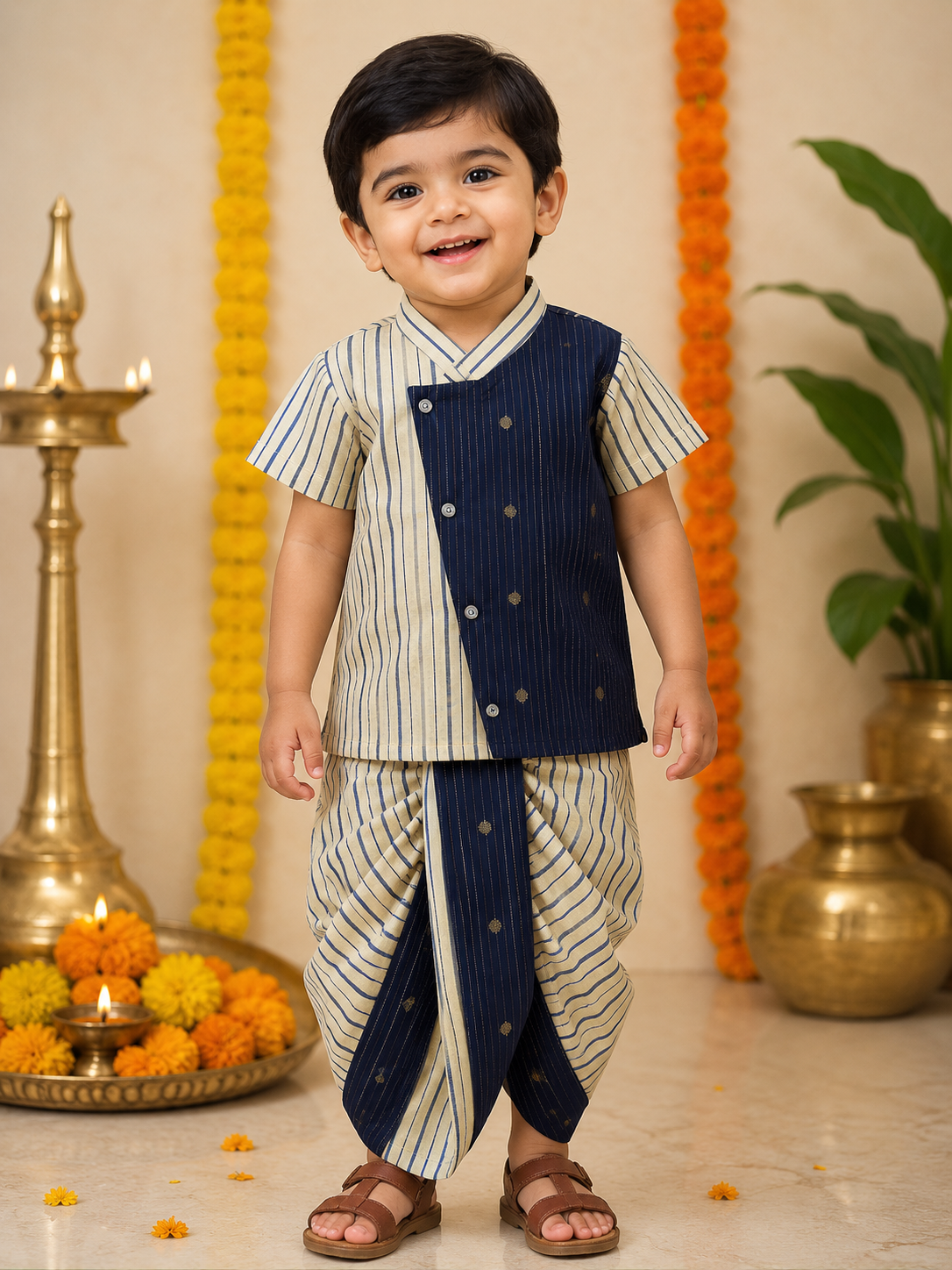 Blue dhoti set
