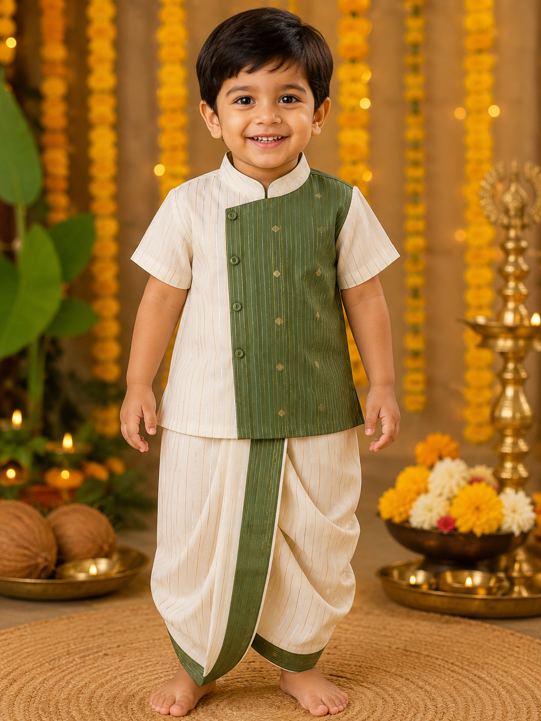 Green dhoti set