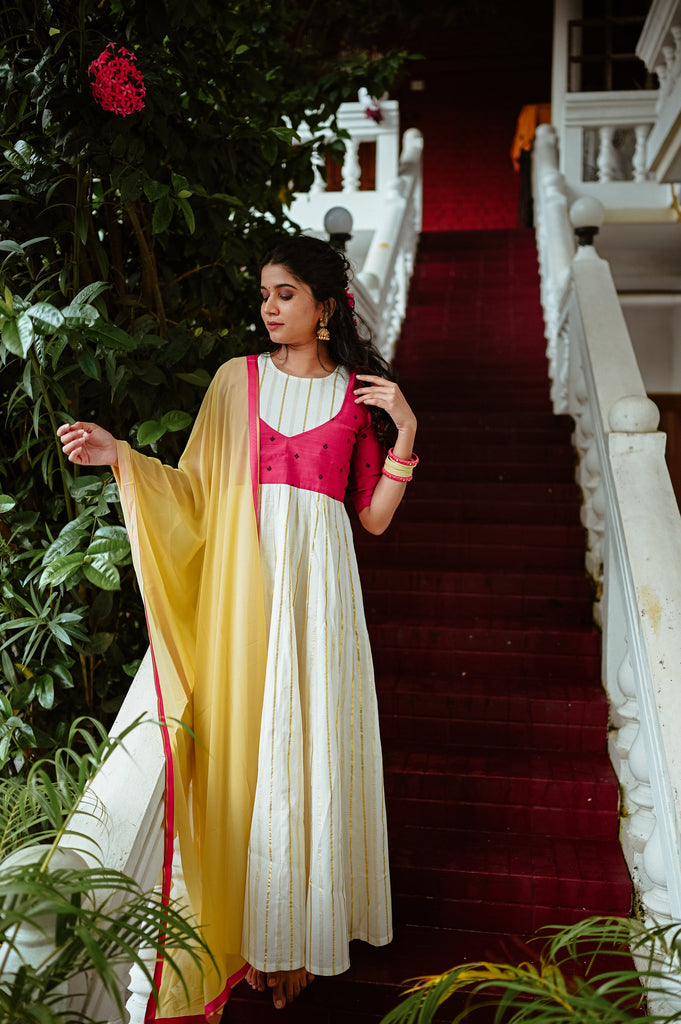 Golden Magenta Anarkali