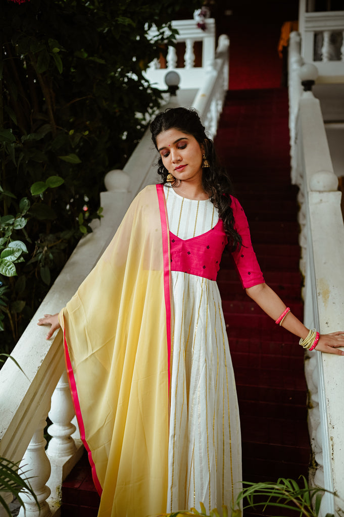 Golden Magenta Anarkali