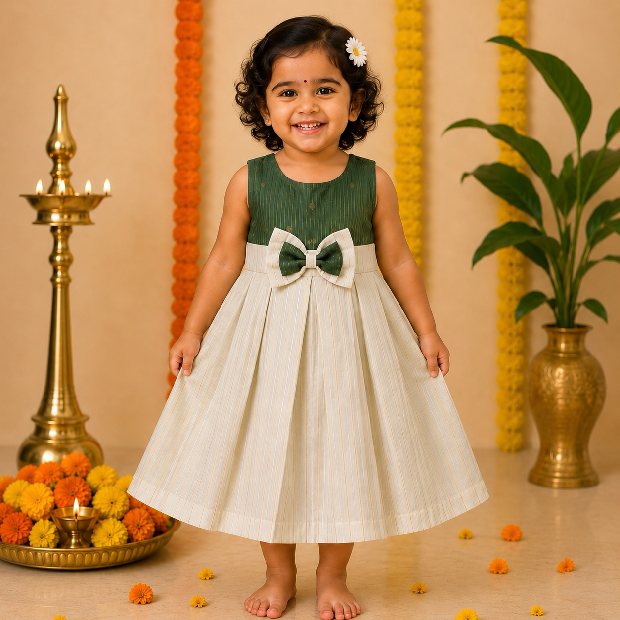 Green bow frock
