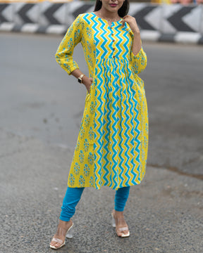 Lemon yellow kurti