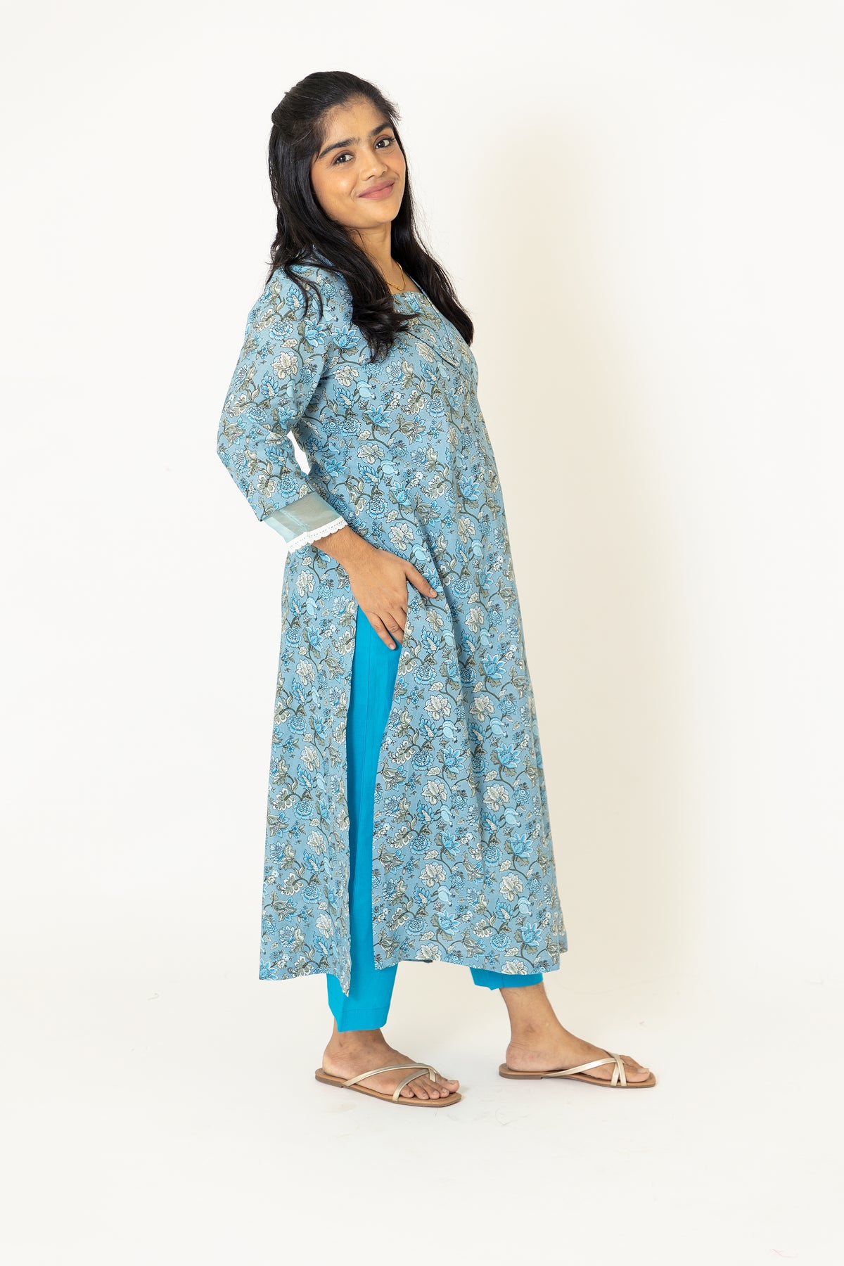 Blue Floral Suit Set - Maternity Wear