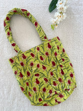 Green floral Hand Blocked Bag